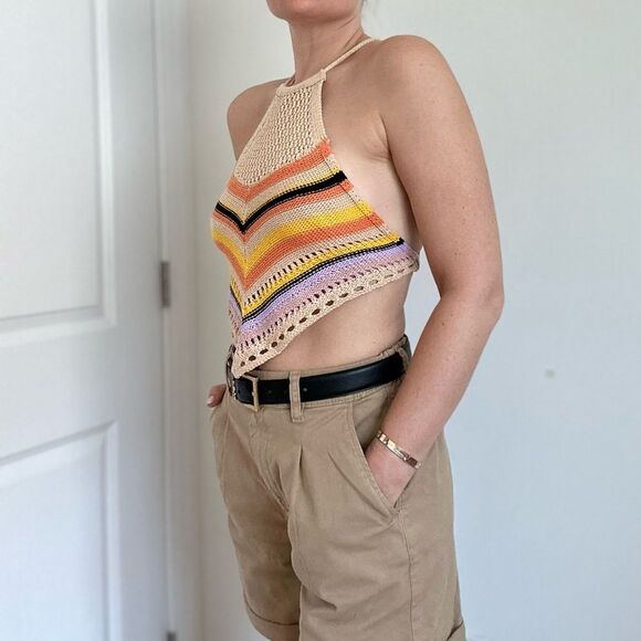 Open Back Crochet Knot Stripe Top by Love Knits NYC - Picture 3 of 7